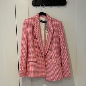 Zara Pink Checkered Blazer